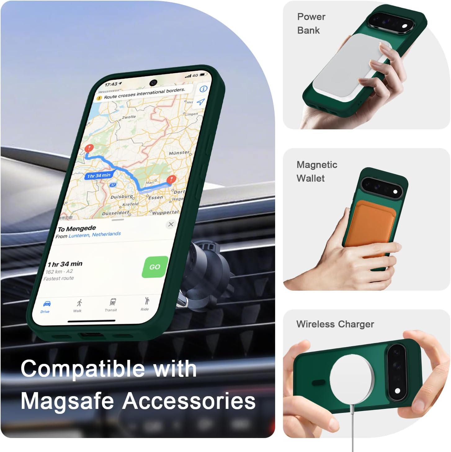 for Google Pixel 11 Case/Pixel 11 Pro Case, Magnetic Cover, Dark Green