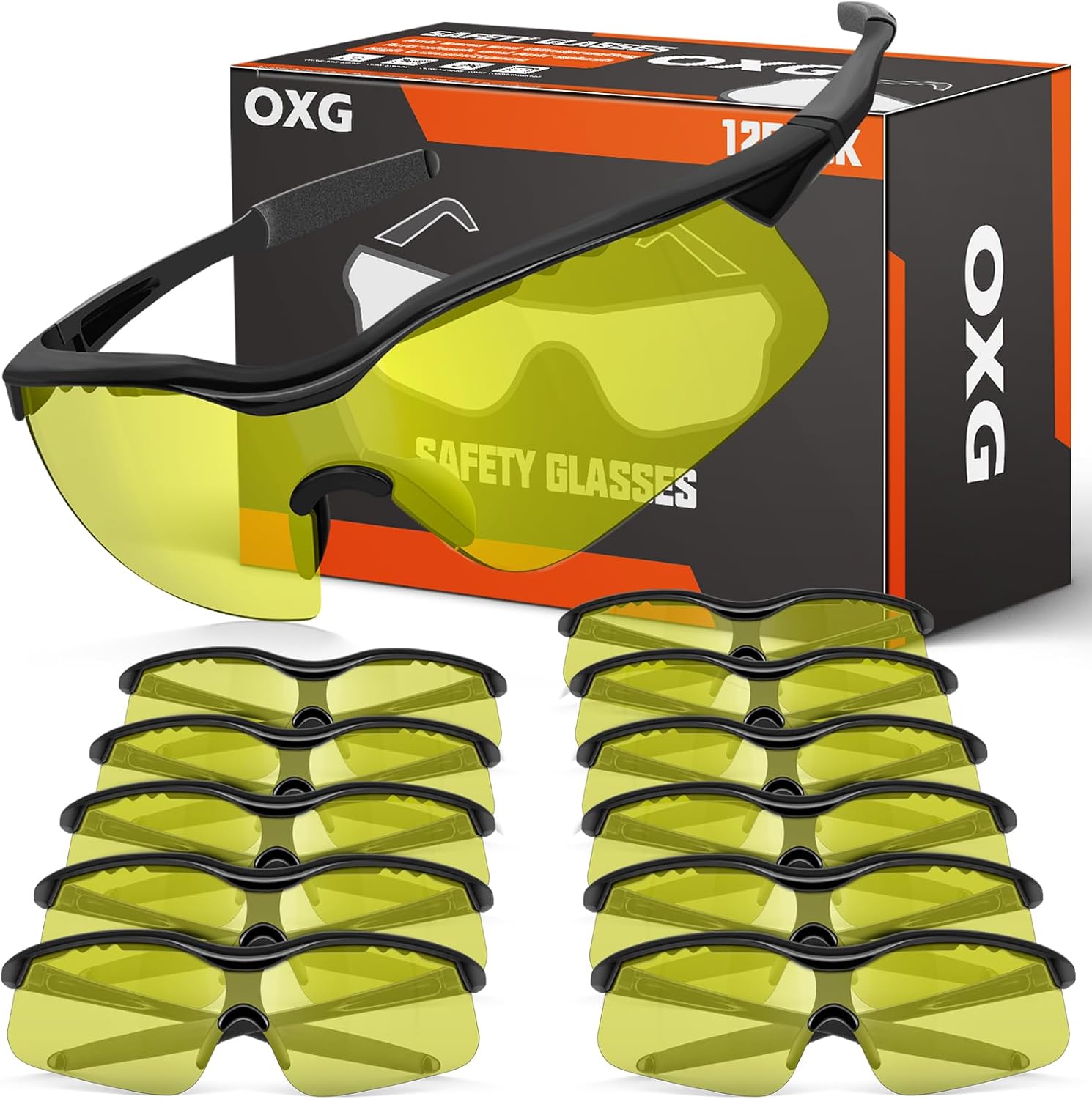 OXG 12 Pack Safety Glasses, ANSI Z87.1 Protective Eyewear for Men Women