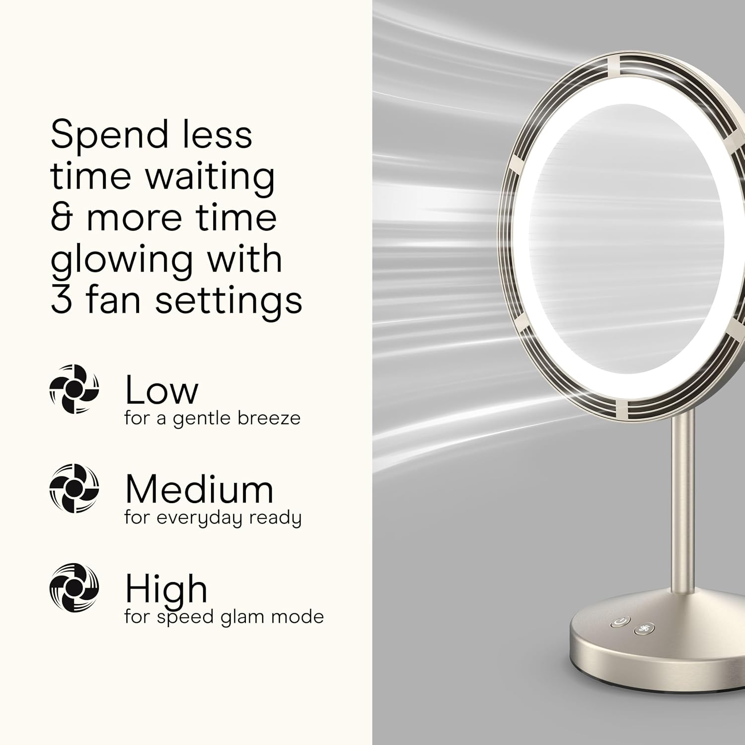 Conair Vanity Mirror with Lights, Adjustable Fan & Brightness, Round