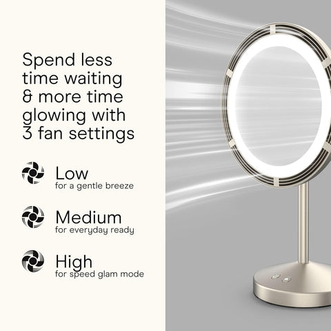 Conair Vanity Mirror with Lights, Adjustable Fan & Brightness, Round