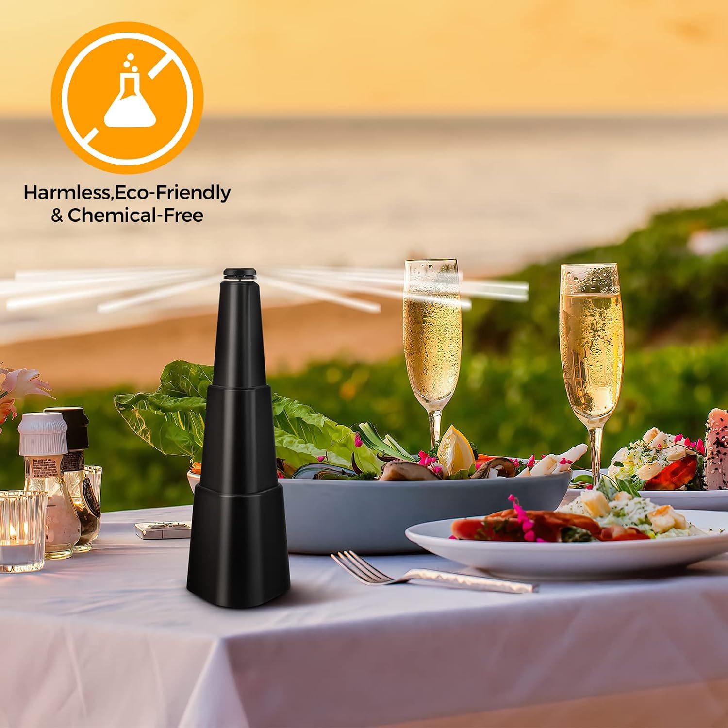 Fly Fans for Tables, Fly Repellent Fan Indoor Outdoor with Holographic Blades, Batteries Powered for Picnic, Party, Restaurant, Kitchen, and BBQ,4 Pack