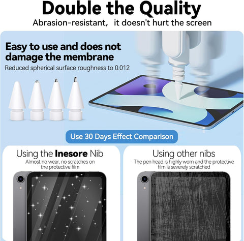 Inesore Replacement Tips for Apple Pencil Pro/1st/2nd/USB-C (8 Pack)