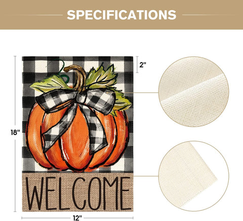 AVOIN colorlife Fall Thanksgiving Pumpkin Welcome Garden Flag 12x18 Inch