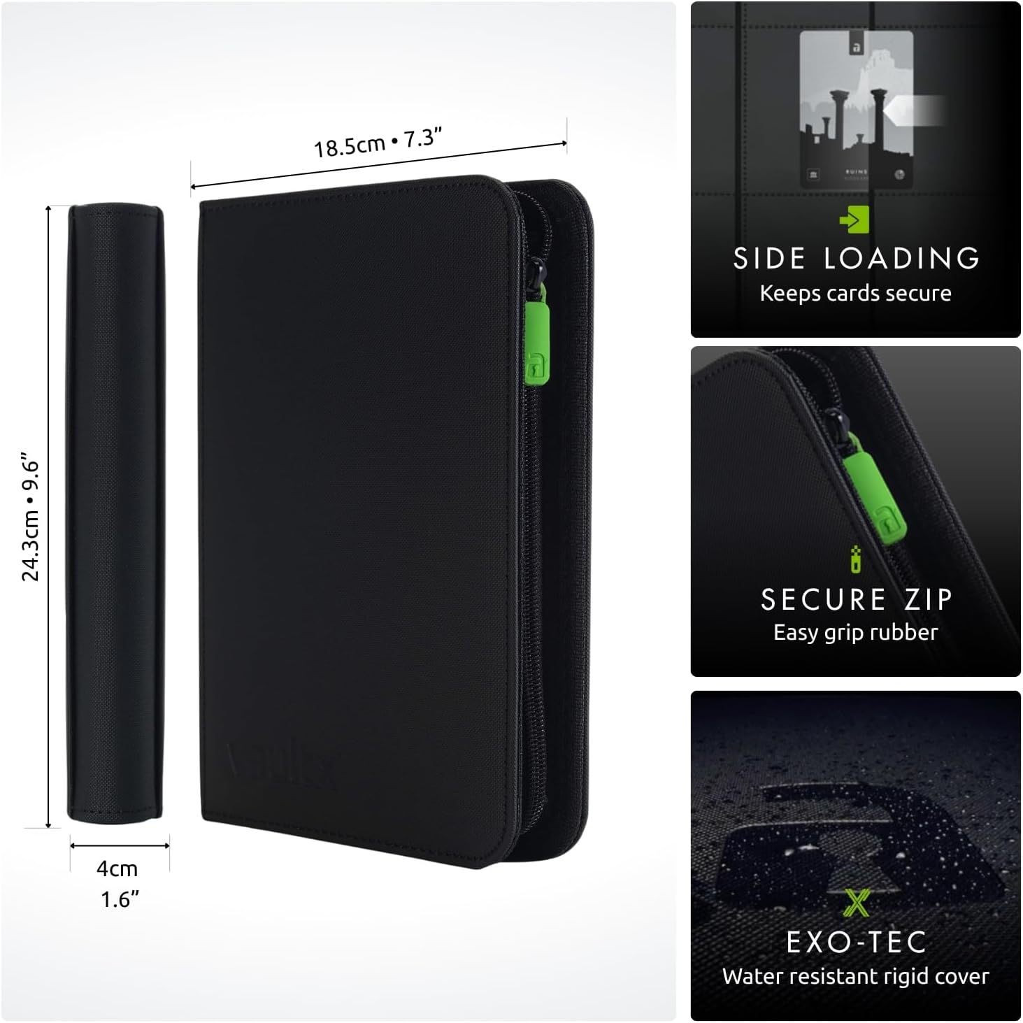 Vault X 4 Pocket Zip Trading Card Binder 160 Cards Exo-Tec (Black)