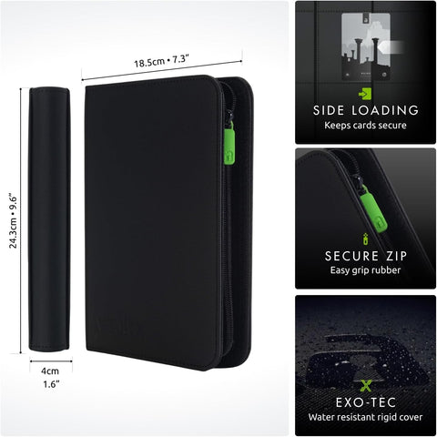 Vault X 4 Pocket Zip Trading Card Binder 160 Cards Exo-Tec (Black)