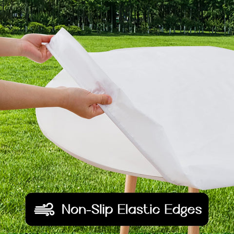 Romanstile Round Fitted Vinyl Tablecloth with Elastic Edge 100% Waterproof