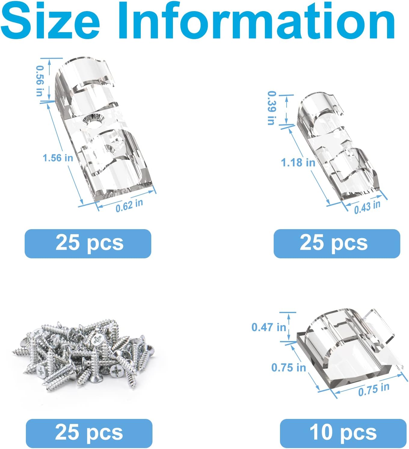 TidyHelper Adhesive Cable Clips Clear (M&L Sizes, 60 PCS), Indoor/Outdoor