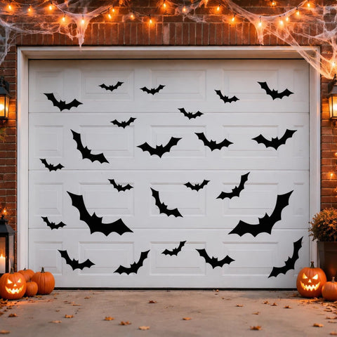 Coume 24 Pack Halloween Bat Magnets for Garage Door, 4 Sizes, Black PVC