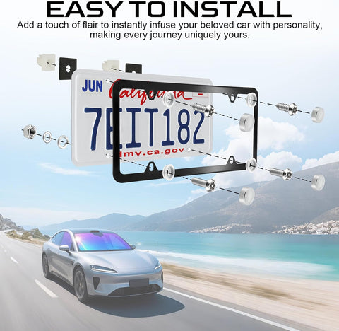 LivTee Anti Theft License Plate Screws Set for Securing Frames and Covers, License Plate Bolts, M6 (1/4") Tamper Proof Screws, Fastener Nut, Caps Cover for Front Rear Frame Holder Mounting - Silver