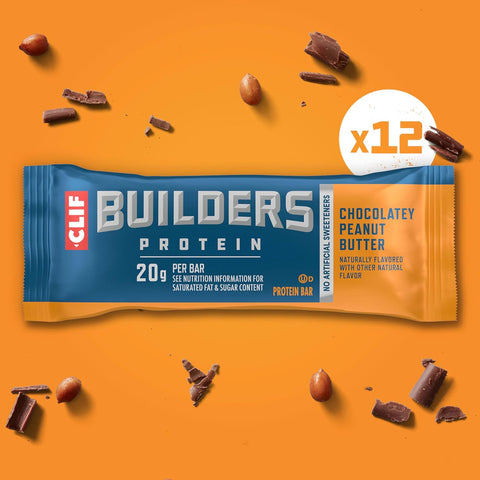 CLIF BUILDERS Protein Bars, Chocolatey Peanut Butter, Gluten Free, 12 ct