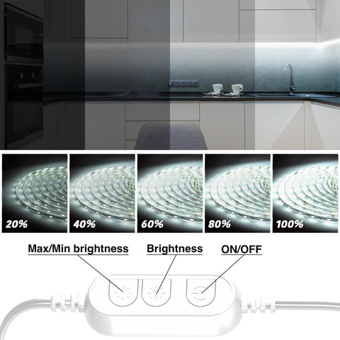 dalattin White LED Strip Lights, 20ft Dimmable Super Bright 24V Led Tape Light 6500K 360 LEDs Lights for Bedrooms, Mirror, Kitchen, Home Decoration Daylight White