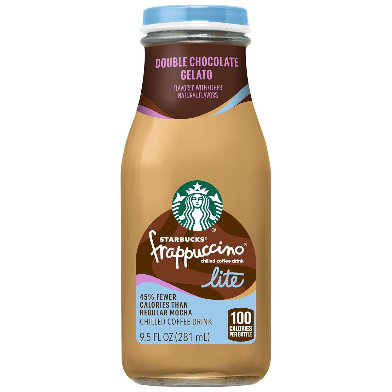 Starbucks Frappuccino Lite, Chocolate Gelato, 9.5 Fl Oz Bottles (Pack of 12), Fewer Calories, Natural Flavors, Only 100 Calories