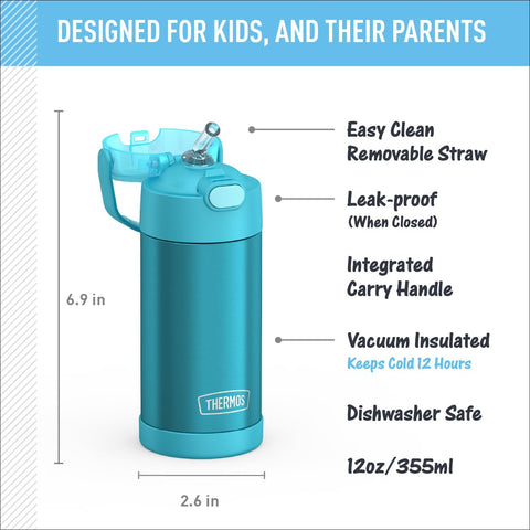 THERMOS FUNTAINER Water Bottle with Straw, 12oz, Teal
