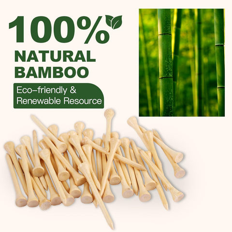 Guirnd 150PCS Professional Wooden Golf Tees 2 3/4 inch Biodegradable Bamboo Golf Tees, Stable and Reliable, Available in Natural Color