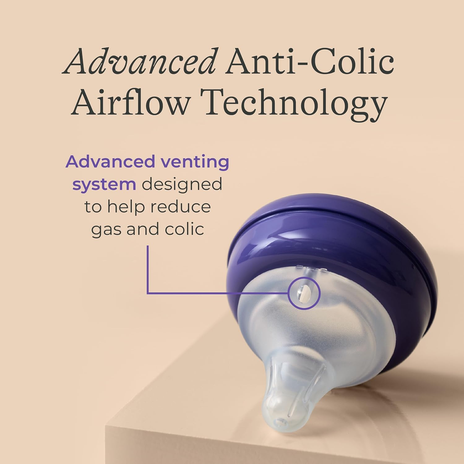 Lansinoh Anti-Colic Glass Baby Bottles, Purple Collar, 5 Ounces, 4 Count