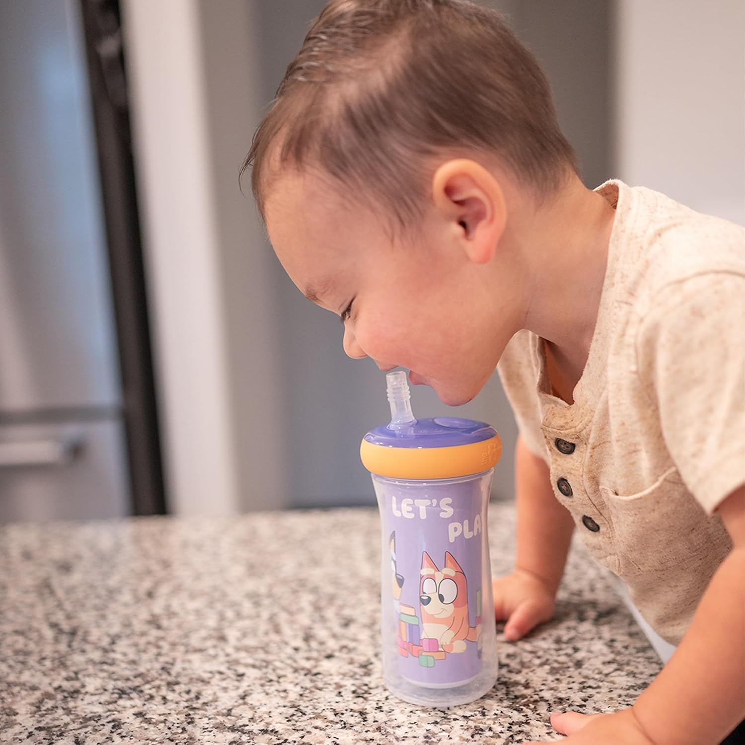 The First Years Bluey Insulated Straw Cup - Diswasher Safe Sippy Cups - Kids Water Bottles - 9 Oz - 2 Count - Ages 9 Months and Up