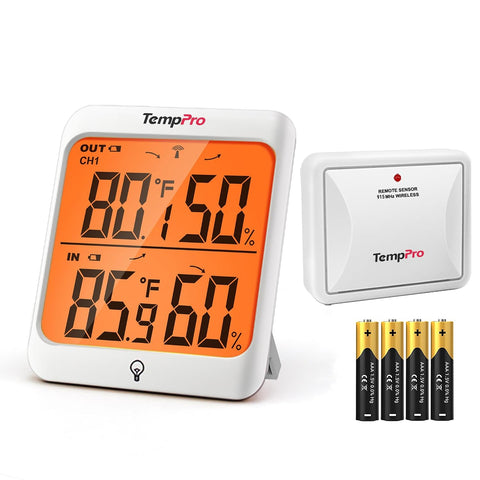 TempPro TempAir 500 FT Indoor Outdoor Thermometer Wireless & Remote Sensor