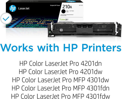 HP 210A Black Toner Cartridge | Works with Color LaserJet Pro 4201, MFP 4301 Series | W2100A