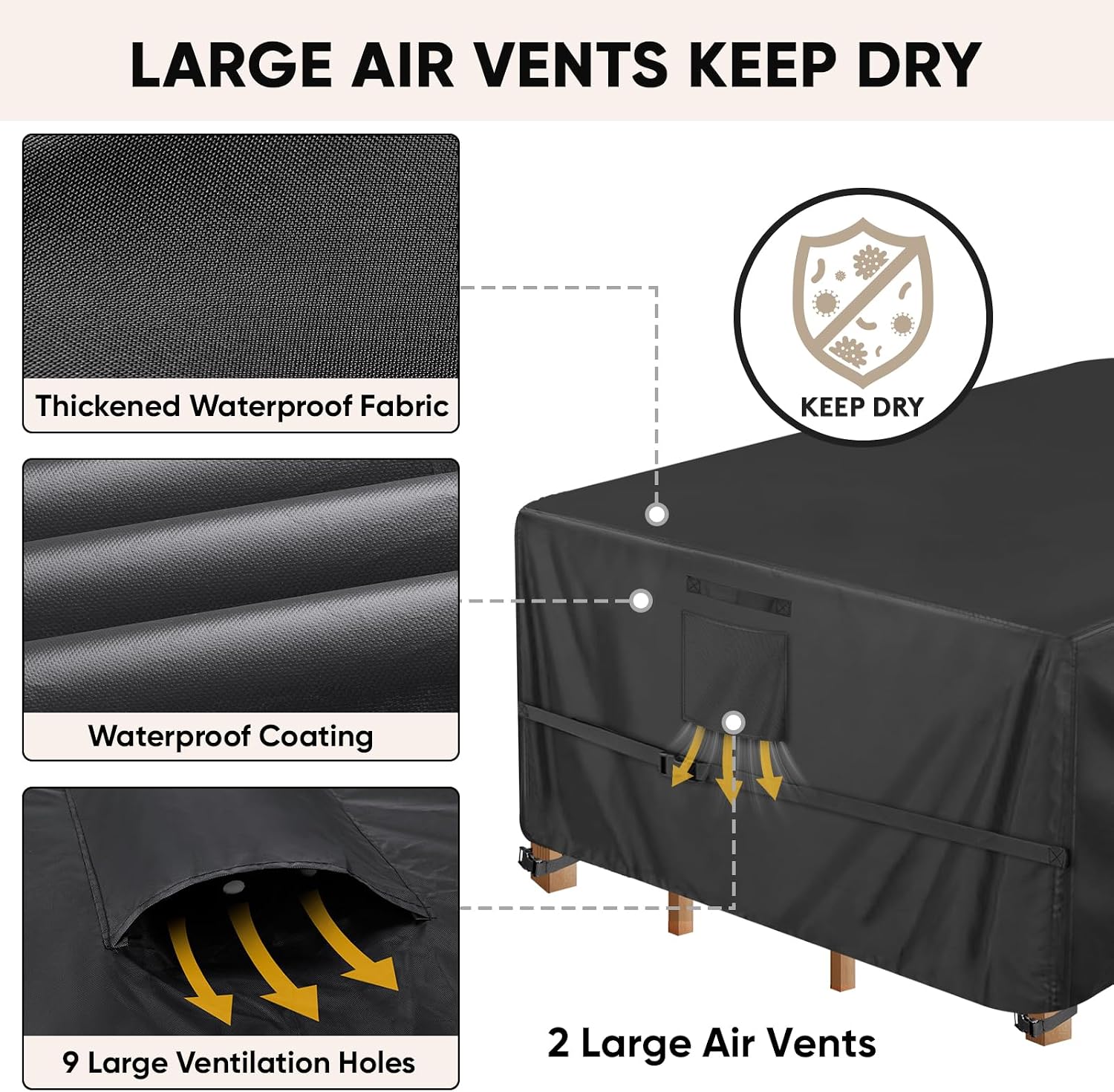 BALEINE Patio Furniture Covers Waterproof, Heavy Duty Outdoor Table Cover