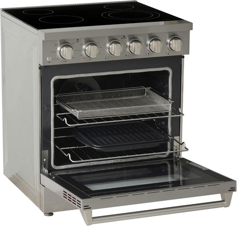 Kenmore PRO 30" Front Control Freestanding Gas Range, 5.0 Cu. Ft Oven With True Convection & Air Fry, 5 Burner Cooktop, 7 Function Convection Oven With Pizza, Defrost & Steam Clean, Stainless Steel