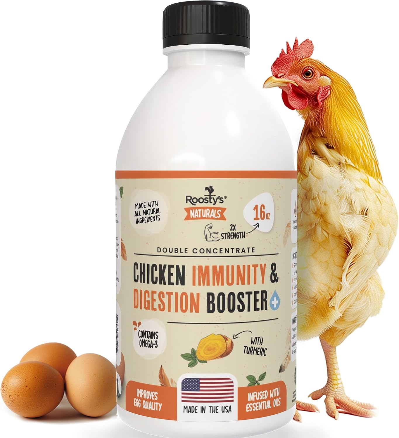 Roosty's Chicken Immunity & Digestion Booster, Omega-3 Vitamins, 16oz