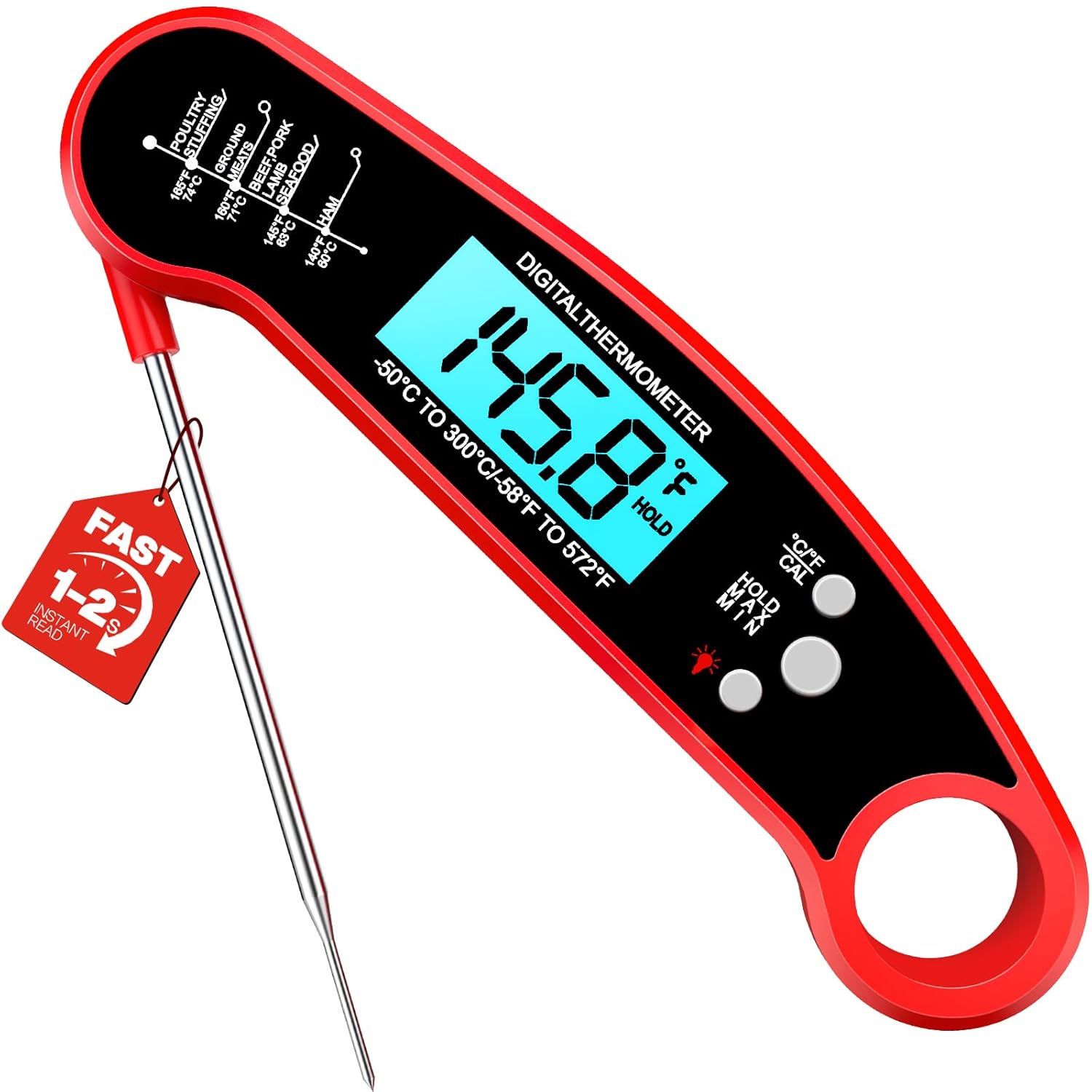 Meat Thermometer, Food Thermometer for Cooking, Matte Black