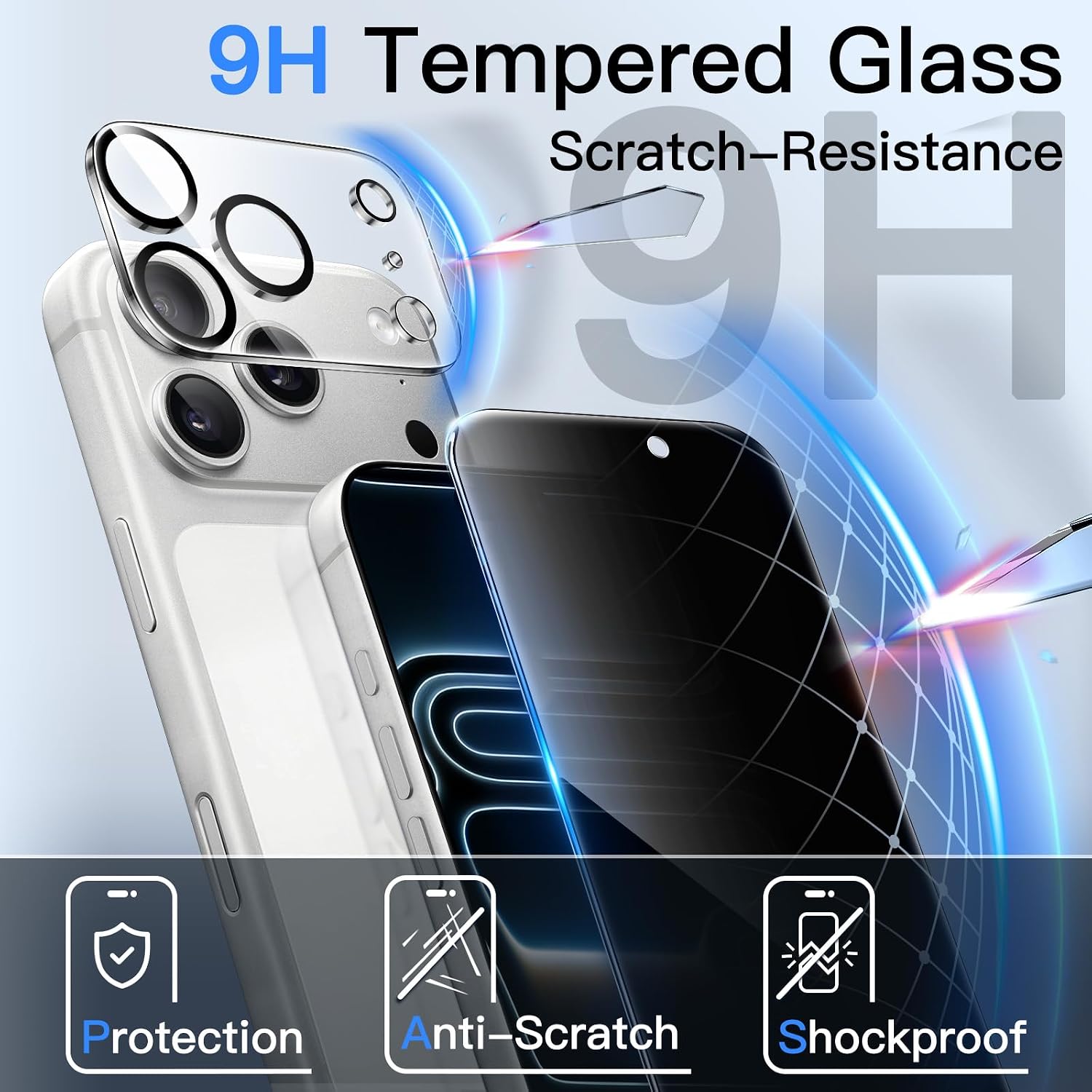 JETech Privacy Screen Protector for iPhone 17 Pro, 2+2 Pack