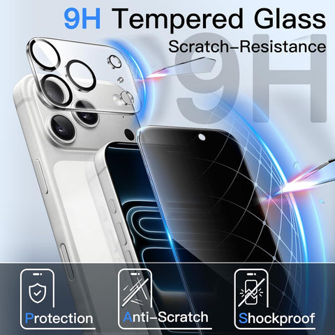 JETech Privacy Screen Protector for iPhone 17 Pro, 2+2 Pack
