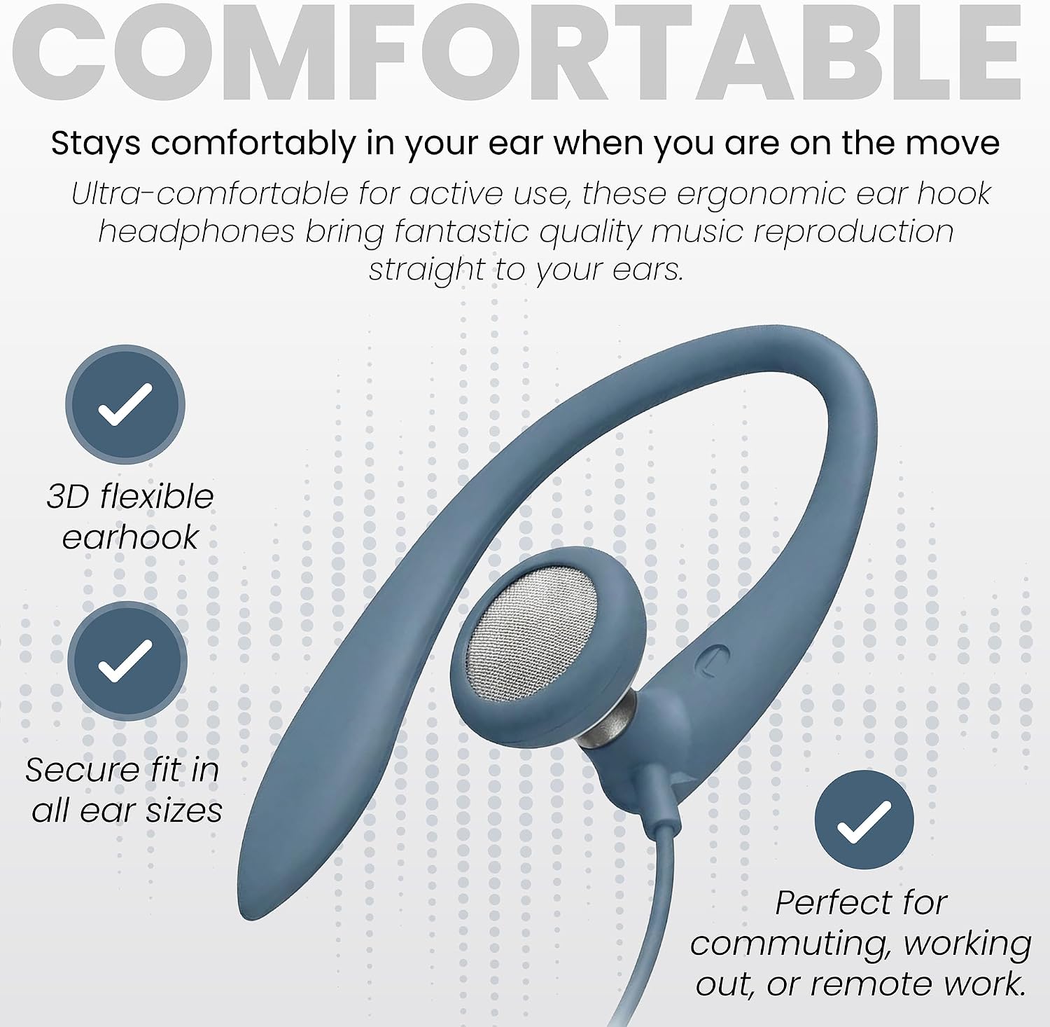 Philips SHS3200BL Flexible Earhook Headphones, Blue
