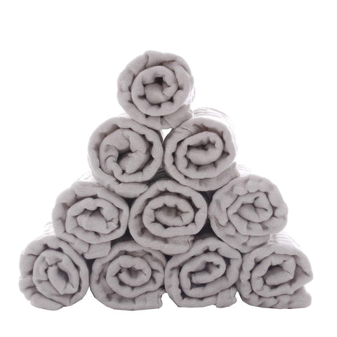 MUKIN Baby Washcloths - Natural Cotton Baby Wipes - Soft Newborn Face Towel for Sensitive Skin - 10 Pack, 12x12 inches