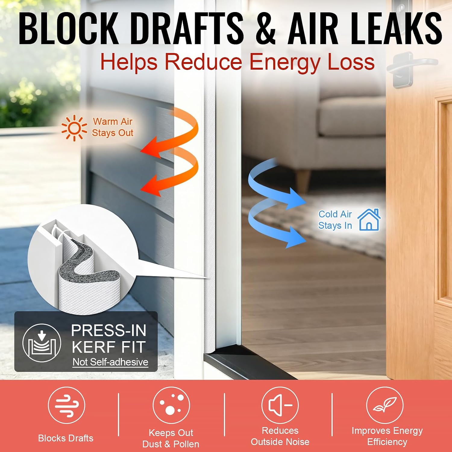 Litaibai 40 ft Kerf Weather Stripping Door Seal for Exterior Doors, White