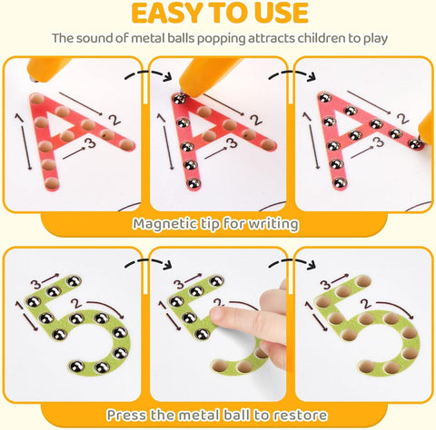 GAMENOTE Magnetic Letter Number Board Double Sided, ABC 123 Tracing Set
