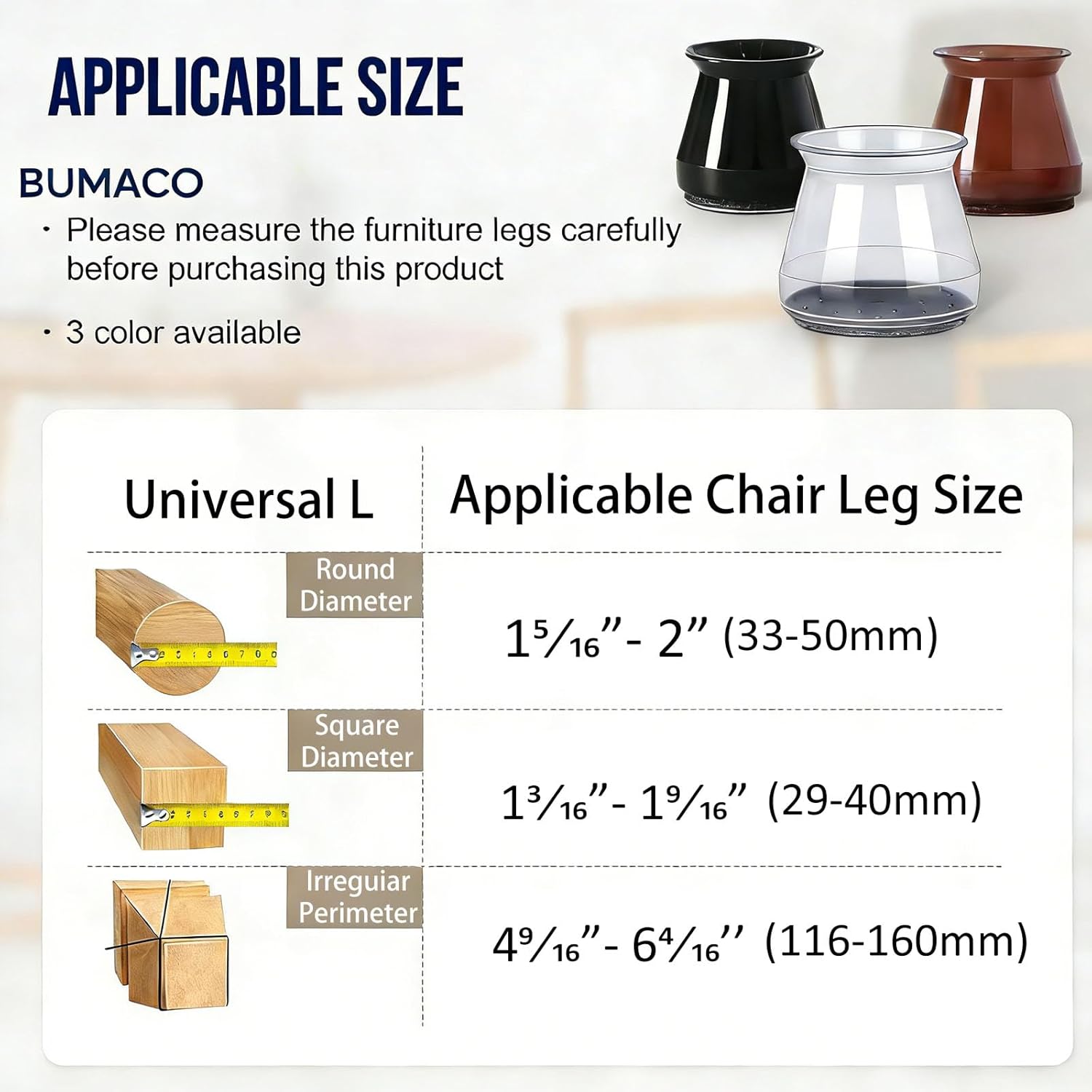 BUMACO 40Pcs Chair Leg Floor Protectors for Hardwood Floors Anti-Scratch