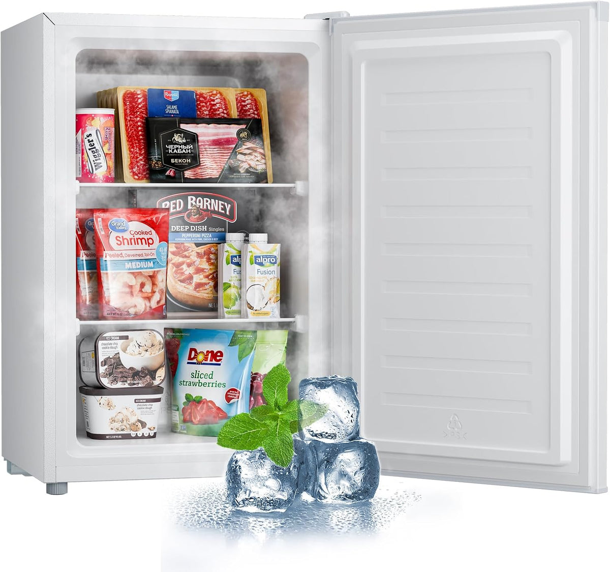 Upstreman 3.0 Cu.ft Mini Upright Freezer, Reversible Door (White)