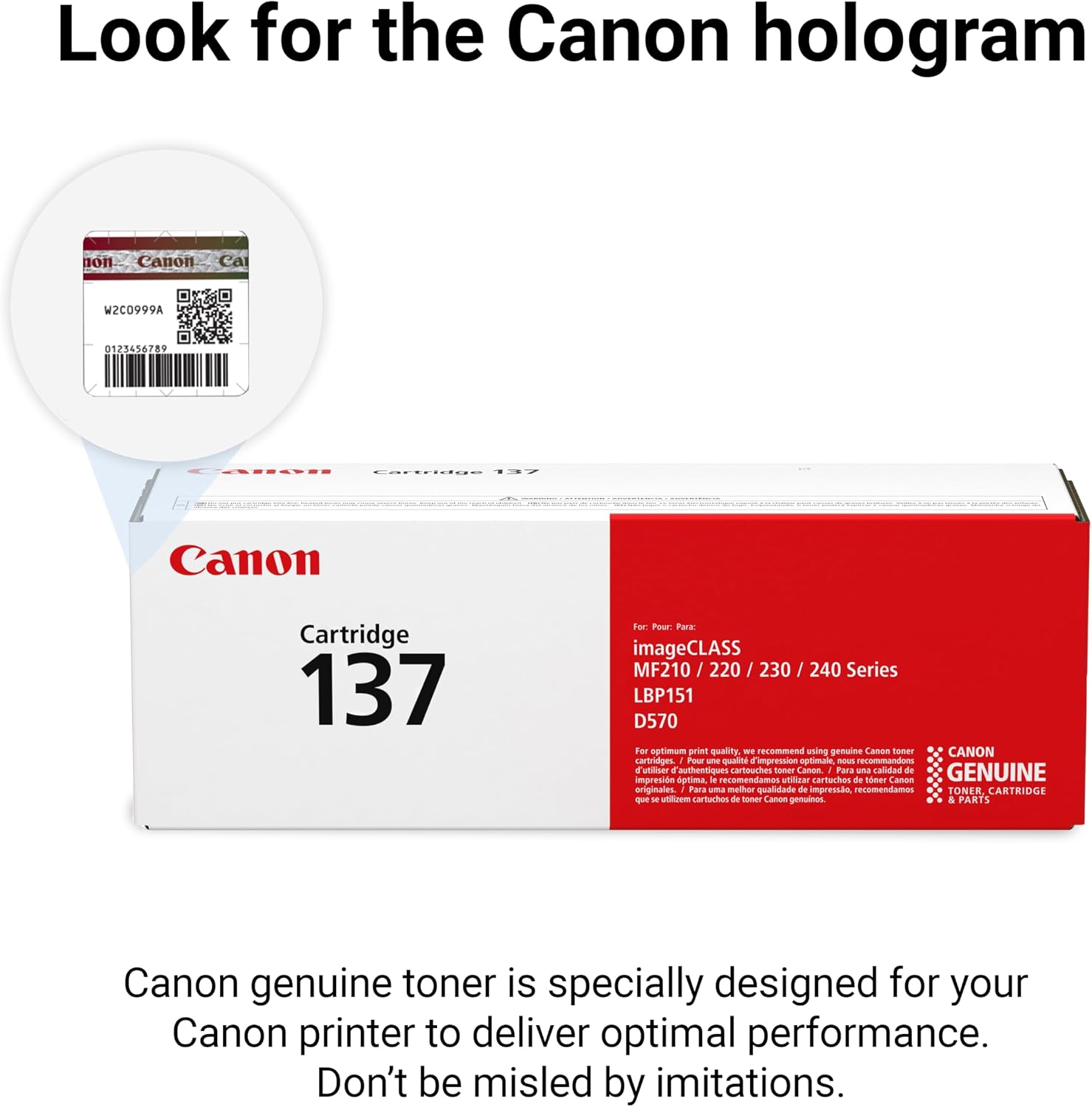 Canon Genuine 137 Black Toner Cartridge Compatible with LBP151dw, MF210 Series, MF220 Series, MF230 Series, MF240 Series, D570