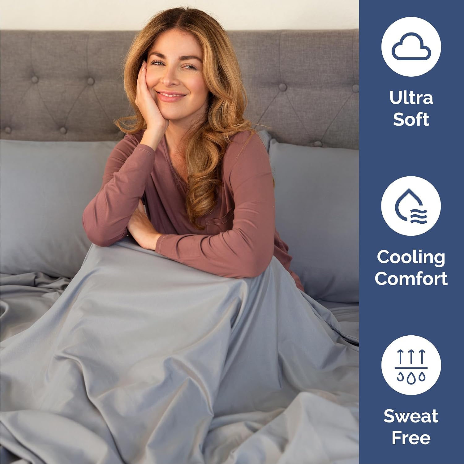 Cal King Size 4 Piece Sheet Set - Breathable & Cooling Sheets - Steel Blue