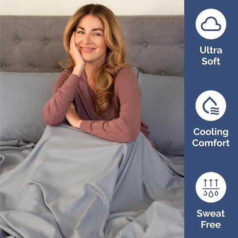 Cal King Size 4 Piece Sheet Set - Breathable & Cooling Sheets - Steel Blue