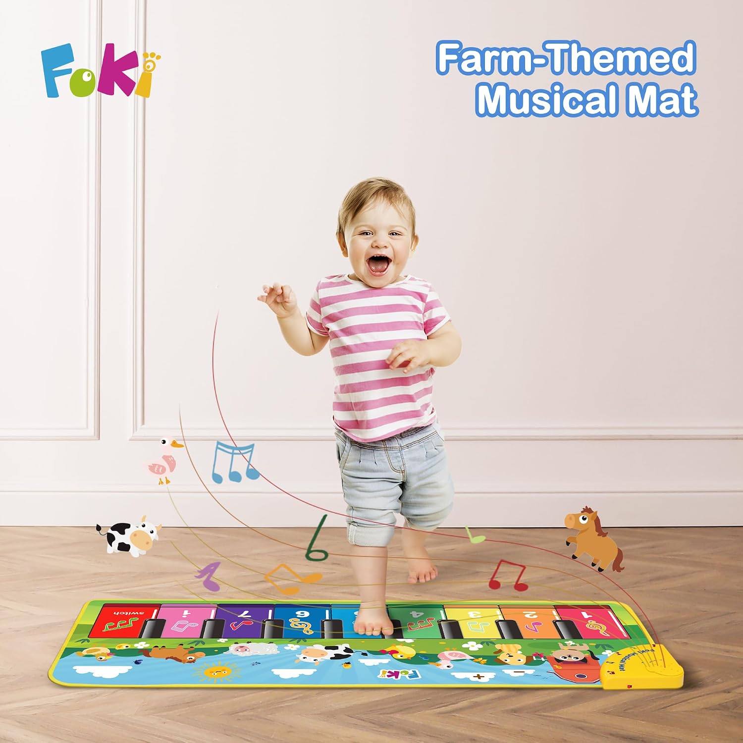 FOKI Floor Piano Mat, Toddler Toys for 1-5 Year Old Baby Boy Girl Gifts