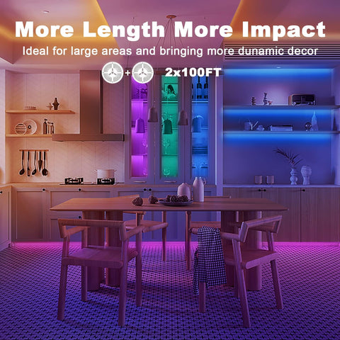 dalattin Led Strip Lights 200ft (2 Rolls of 100ft), Led Lights for Bedroom with App & Remote Control, 24V Led Lights Strip for Room & Festival Decoration