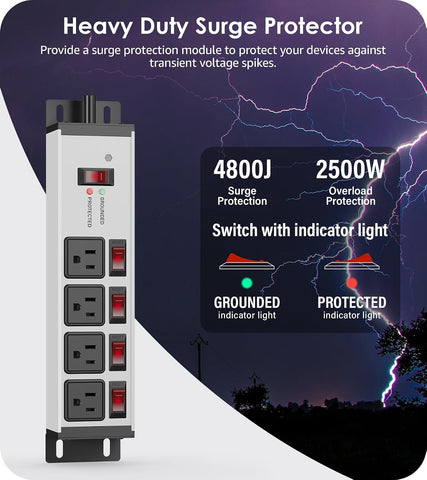 CCCEI 12 Gauge Heavy Duty Surge Protector, Grey, 25FT, 1