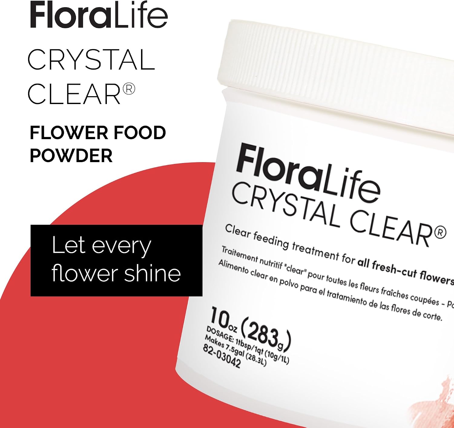 FloraLife Crystal Clear Flower Food Powder for Fresh-Cut Flowers - 10 oz