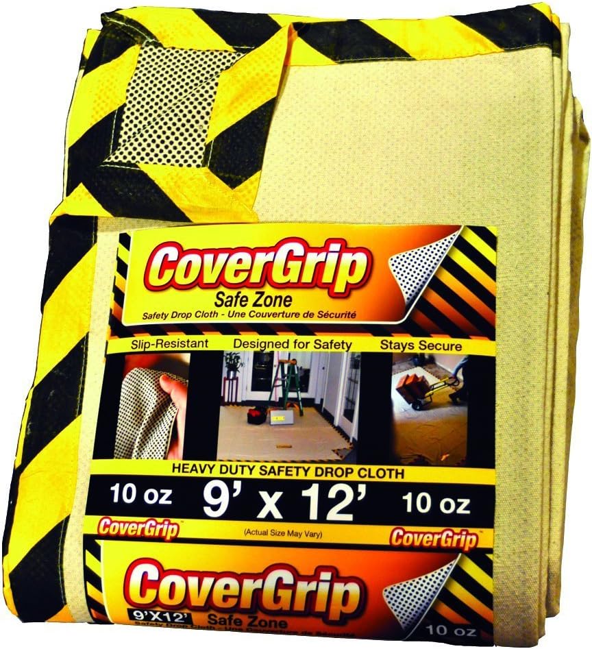 Heavy Duty Safe Zone 10 Oz Canvas Safety Drop Cloth, 9' x 12'
