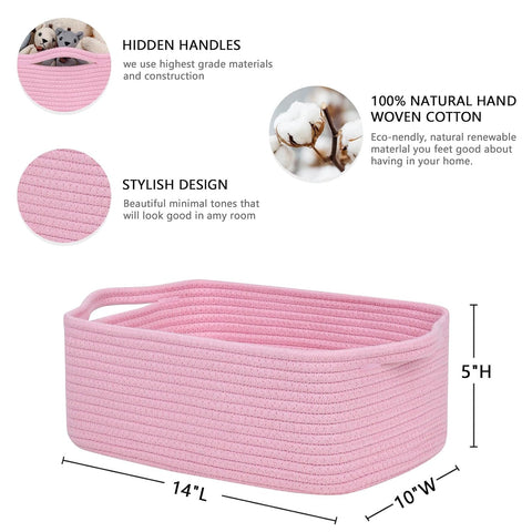 CubesLand Cute and Durable Small Cotton Rope Basket for Organizing
