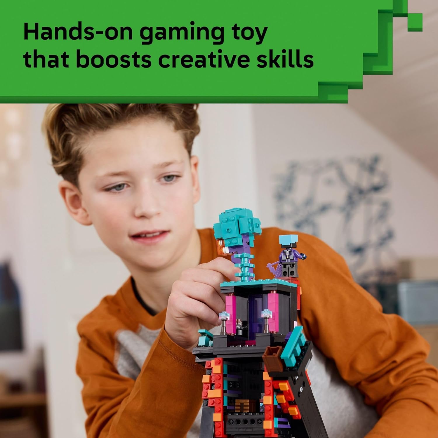 LEGO Minecraft The Enderman Tower Building Toy for Boys & Girls - Video Game Building Set for Kids, Ages 9+ - 2 Toys in 1 for Player Vs. Player Pretend Play - Gift Idea for Gamers - 21279