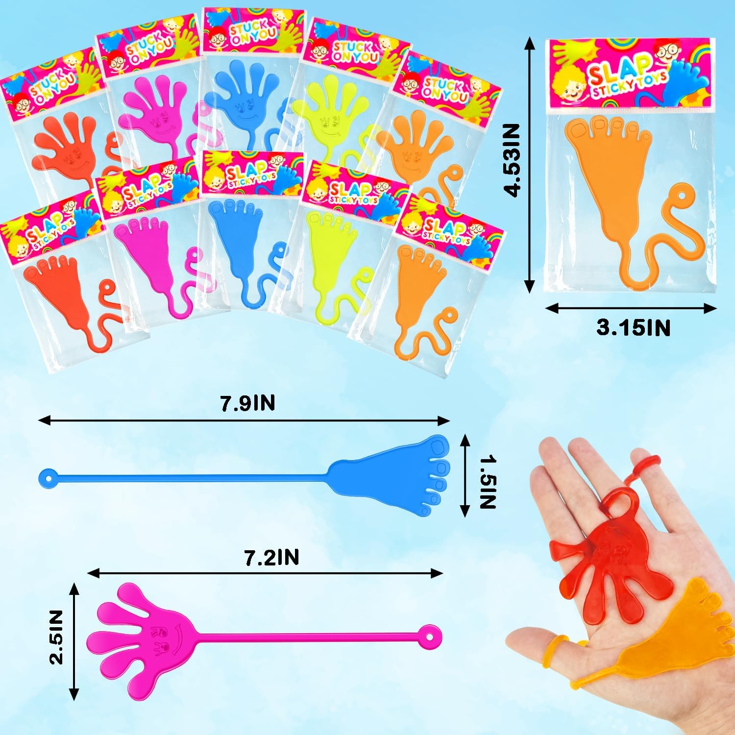 Party Favors Goodie Bag Stuffer Fillers for Kids (30 PCS), Large Sticky Hands & Feet for Birthday Pinata, Classroom Students Non Candy Treats Prizes Supplies Toys Gifts for Toddlers Boys Girls