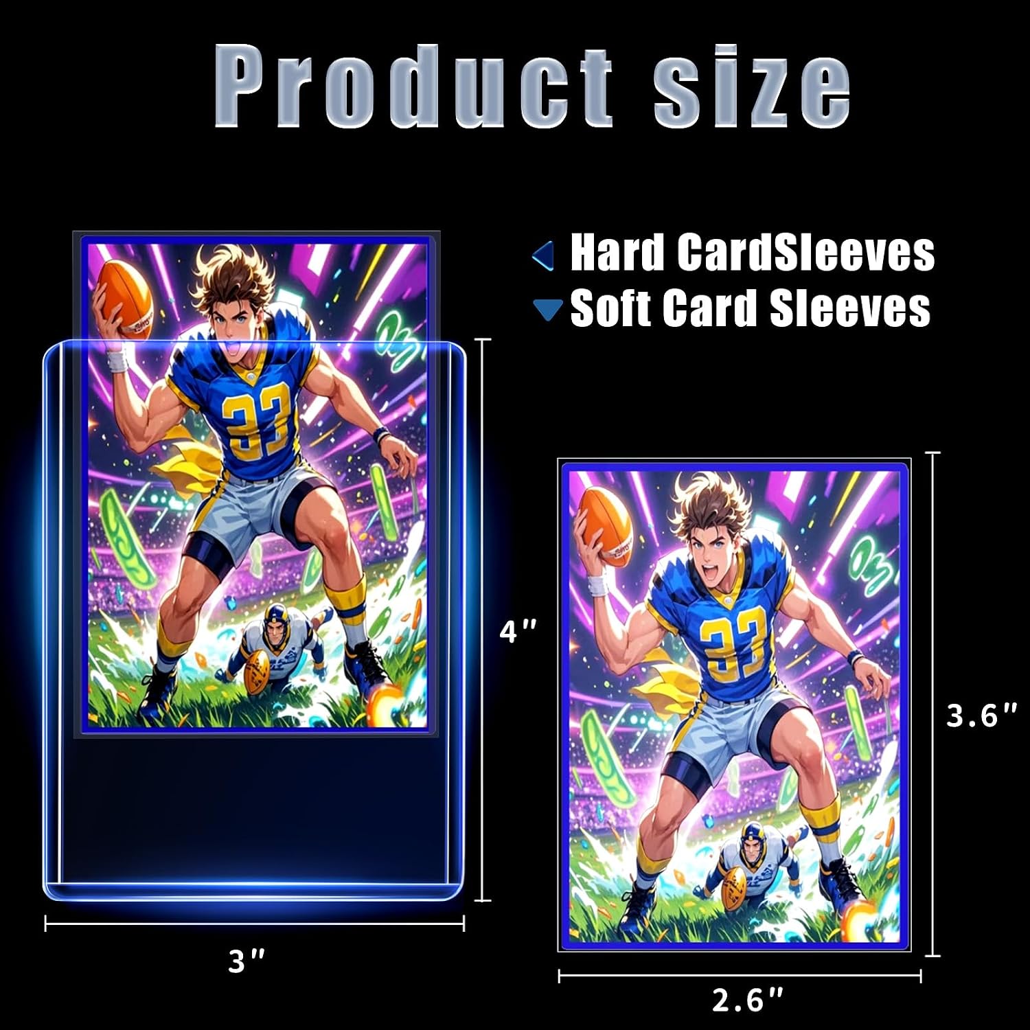 200 Card Sleeves Toploads for Cards,3" x 4" Baseball Card Protectors,Premium Standard Size Trading Hard Plastic Card Holder for Sports Football Cards(100 Hard Protectors +100 Soft Sleeves)