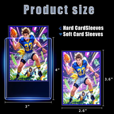 200 Card Sleeves Toploads for Cards,3" x 4" Baseball Card Protectors,Premium Standard Size Trading Hard Plastic Card Holder for Sports Football Cards(100 Hard Protectors +100 Soft Sleeves)