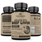 Grass Fed Desiccated Beef Liver Capsules (180 Pills, 750mg Each) - Natural Iron, Vitamin A, B12 for Energy - Humanely Pasture Raised Undefatted in New Zealand Without Hormones or Chemicals