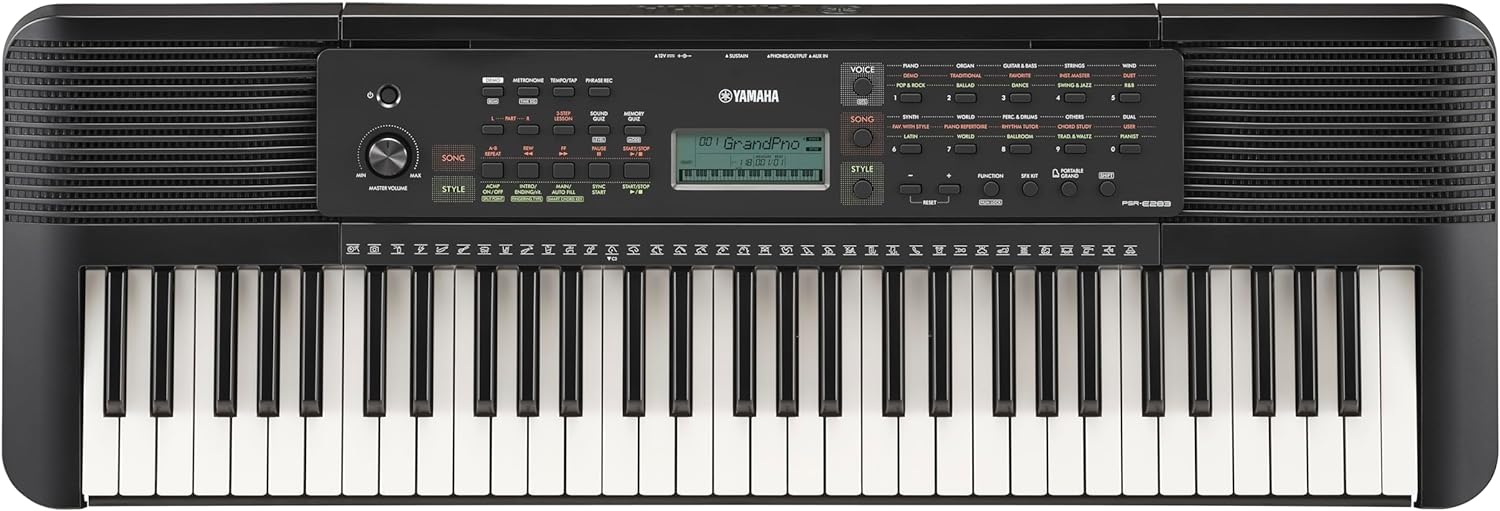 Yamaha 61-Key Portable Keyboard for Beginners with Learning Tools, Music Rest and Power Adapter PSRE283