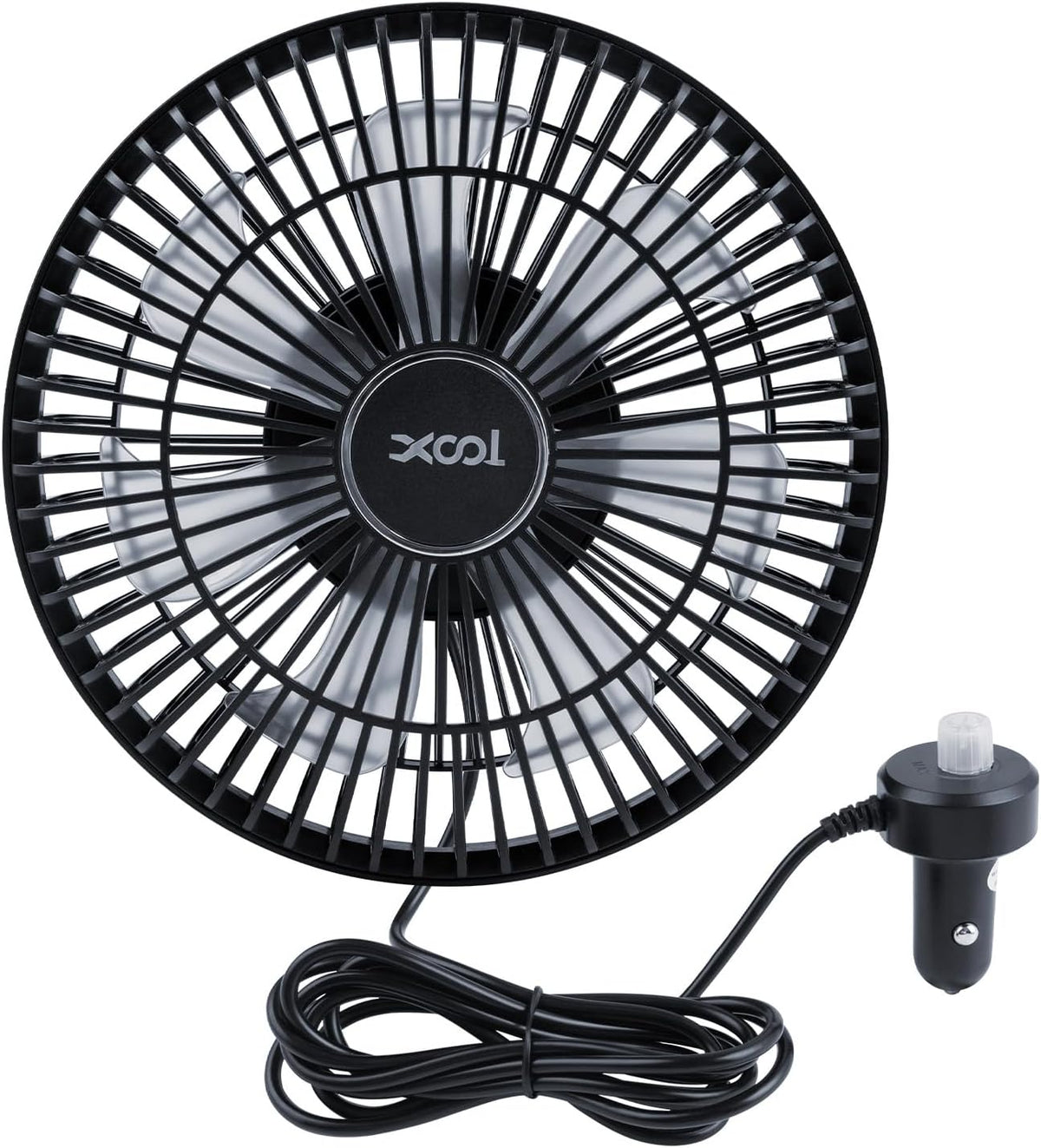 XOOL Clip Car Fan, 9 Inches 12V/24V Fan, 360° Rotatable Electric Cooling Clip on Fan with Stepless Speed Regulation for SUV, RV, Truck